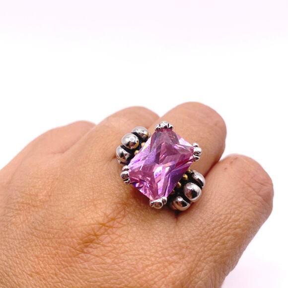 18k Gold Electroplated Citrine Tone CZ Statement Ring size 8 - Picture 7 of 8